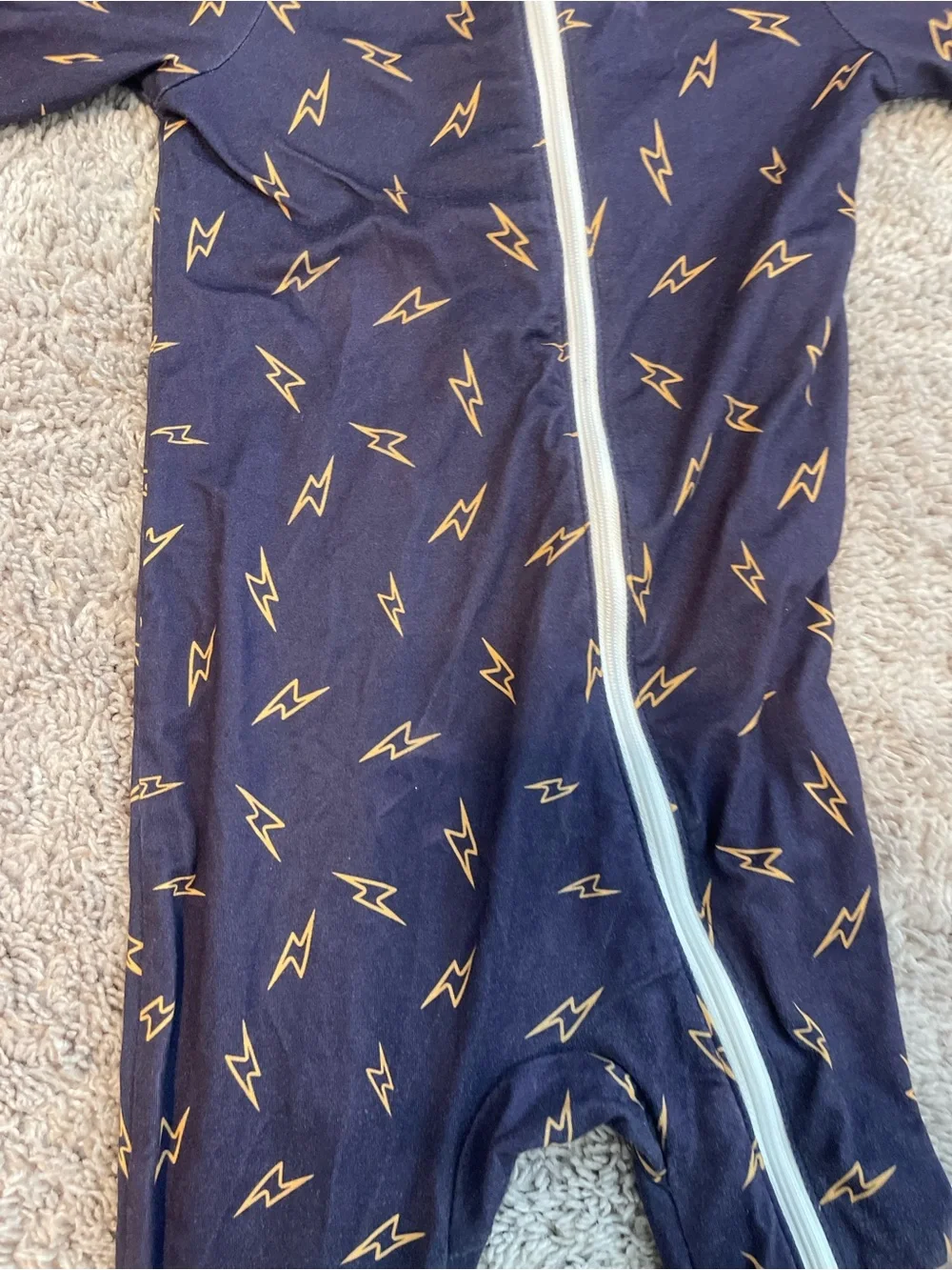 Kids Navy Lightning One-Piece Pajamas with Zipper